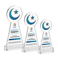 Crescent & Star Full Color Clear on Alberton Base Abstract / Misc Crystal Award - Full Color Awards