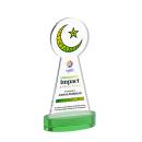 Crescent & Star Full Color Green on Alberton Base Abstract / Misc Crystal Award