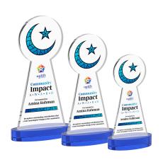 Crescent & Star Full Color Blue on Alberton Base Abstract / Misc Crystal Award - Corporate Awards