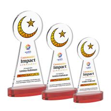 Crescent & Star Full Color Red on Alberton Base Abstract / Misc Crystal Award - Crystal Awards