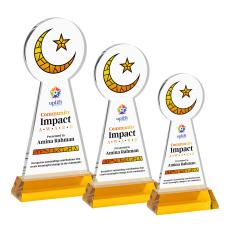 Crescent & Star Full Color Amber on Hartford Base Abstract / Misc Crystal Award - Crystal Awards