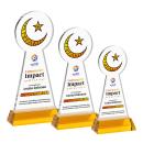 Crescent & Star Full Color Amber on Hartford Base Abstract / Misc Crystal Award
