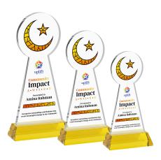 Crescent & Star Full Color Gold on Hartford Base Abstract / Misc Crystal Award - Full Color Awards