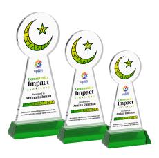 Crescent & Star Full Color Green on Hartford Base Abstract / Misc Crystal Award - Full Color Awards