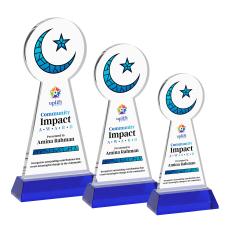 Crescent & Star Full Color Blue on Hartford Base Abstract / Misc Crystal Award - Full Color Awards