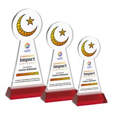 Crescent & Star Full Color Red on Hartford Base Abstract / Misc Crystal Award - Full Color Awards