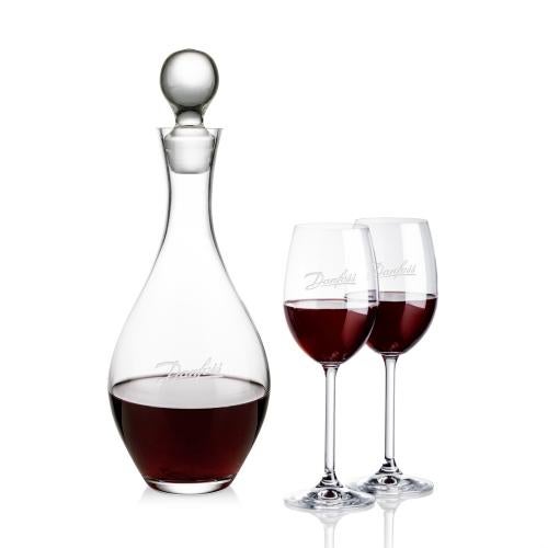 Corporate Recognition Gifts - Etched Barware - Briarwood Decanter & Naples Wine Set