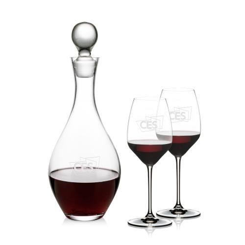Corporate Recognition Gifts - Etched Barware - Briarwood Decanter & RIEDEL Extreme Wine Set