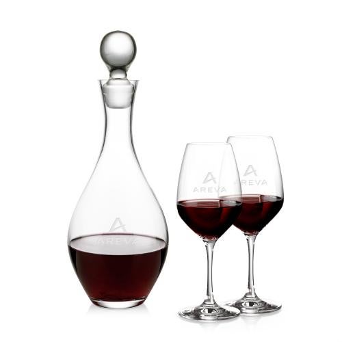 Corporate Recognition Gifts - Etched Barware - Briarwood Decanter & Santiago Wine Set