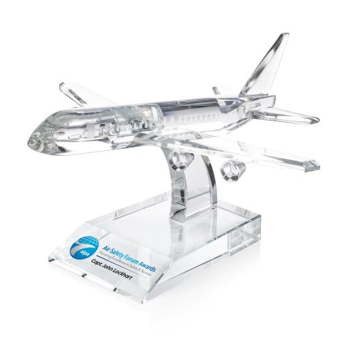 Corporate Awards - Crystal Awards - Airplane Full Color Abstract / Misc Crystal Award