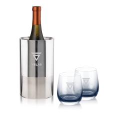 Catania Wine Cooler & Soudan Smoke Stemless Wine - Etched Barware