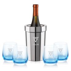 Milano Wine Cooler & Soudan Blue Stemless Wine - Wine Glasses