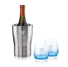 Genoa Wine Cooler & Soudan Blue Stemless Wine - Corporate Recognition Gifts