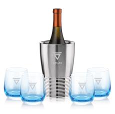 Genoa Wine Cooler & Soudan Blue Stemless Wine - Wine Glasses