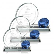 Employee Gifts - Encarna Gemstone Sapphire Circle Crystal Award