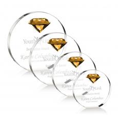 Employee Gifts - Anastasia Gemstone Amber Circle Crystal Award