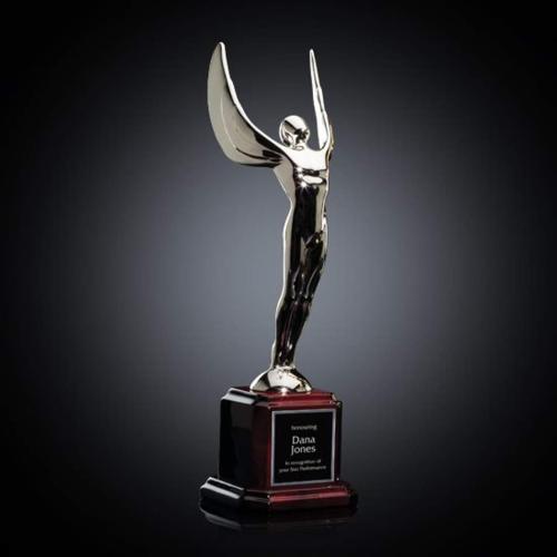 Corporate Awards - Eco Friendly Awards - Wood Awards - Winged Achievement People on Rosewood Metal Award