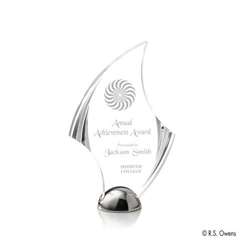 Corporate Awards - Crystal Awards - Crystal Flame Awards - Flourish Hemisphere Laser Engraved Flame Acrylic Award