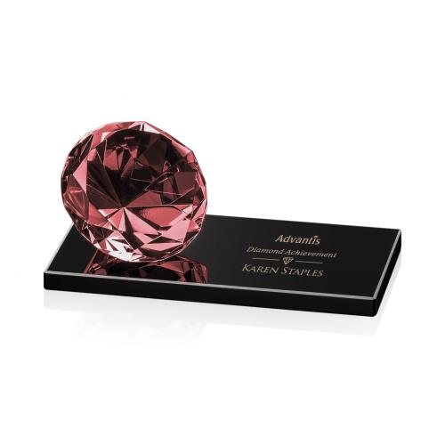 Corporate Awards - Award Shapes - Diamond Awards - Gemstone Ruby on Black Crystal Award