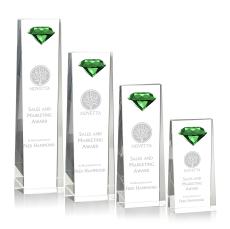 Balmoral Gemstone Emerald Obelisk Crystal Award - Diamond Awards