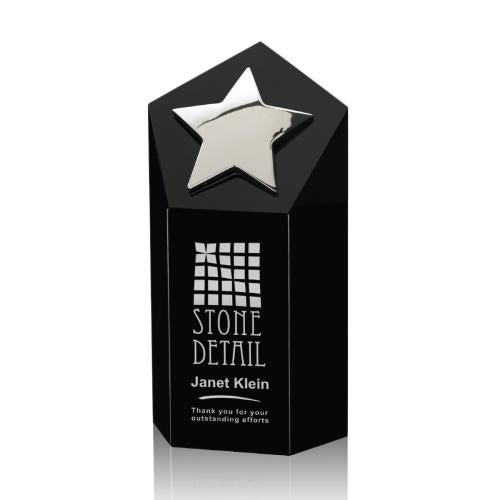 Corporate Awards - Crystal Awards - Dorchester Silver Black Star Crystal Award