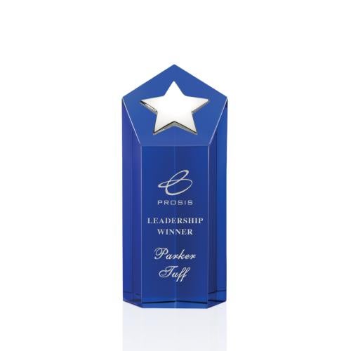 Corporate Awards - Crystal Awards - Dorchester Silver Blue Star Crystal Award