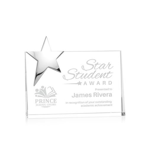 Corporate Awards - Crystal Awards - Denham Silver Star Crystal Award