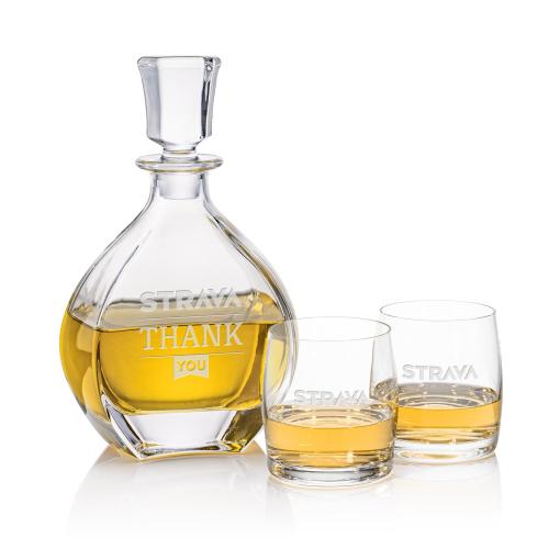 Corporate Recognition Gifts - Etched Barware - Oakville Decanter & Valemount OTR Set