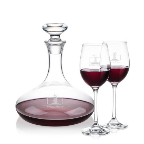 Corporate Recognition Gifts - Etched Barware - Elliston Decanter & Burlington Wine Set