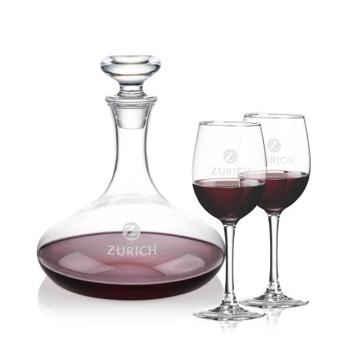 Corporate Recognition Gifts - Etched Barware - Elliston Decanter & Connoisseur Wine Set