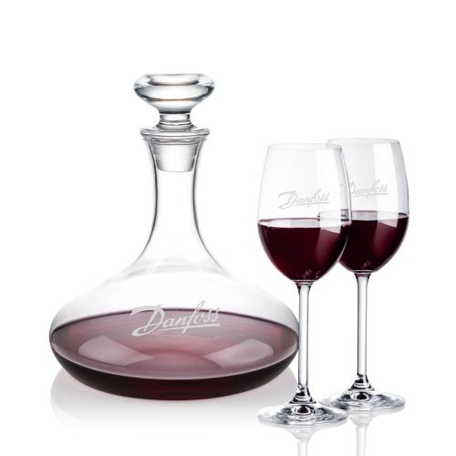 Corporate Recognition Gifts - Etched Barware - Elliston Decanter & Naples Wine Set