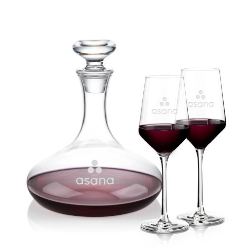 Corporate Recognition Gifts - Etched Barware - Elliston Decanter & Tucson Wine Set