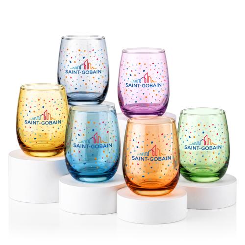 Corporate Recognition Gifts - Etched Barware - Wine Glasses - Sedona Stemless Wine Set of 6 - Full Color
