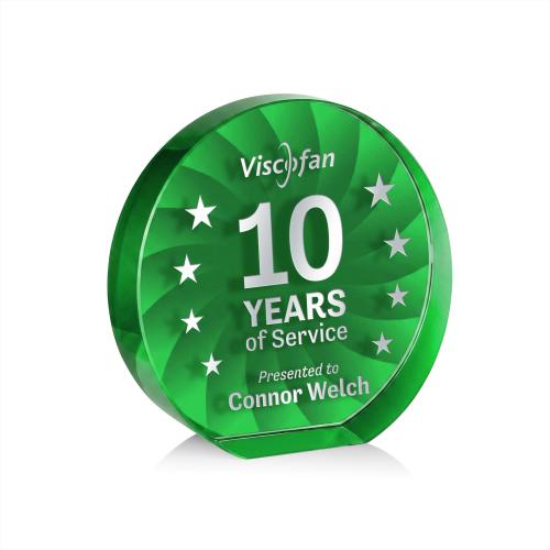 Corporate Awards - Crystal Awards - Apollo Green Circle Crystal Award