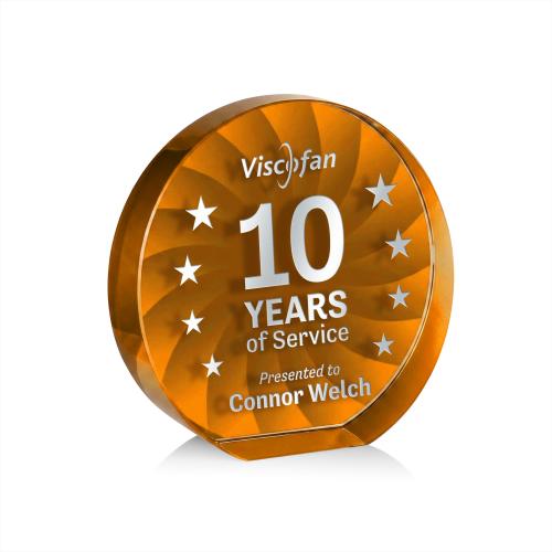 Corporate Awards - Crystal Awards - Apollo Orange Circle Crystal Award