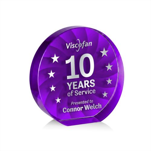 Corporate Awards - Crystal Awards - Apollo Purple Circle Crystal Award