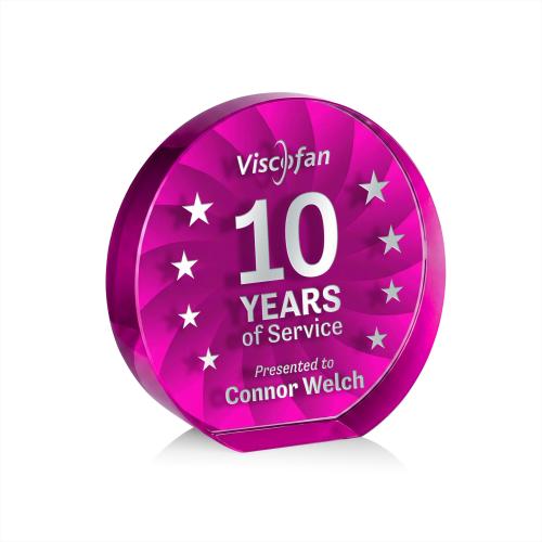 Corporate Awards - Crystal Awards - Apollo Pink Circle Crystal Award
