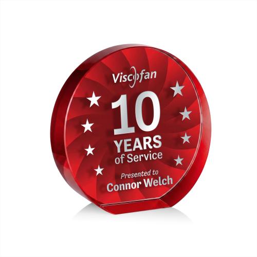 Corporate Awards - Crystal Awards - Apollo Red Circle Crystal Award
