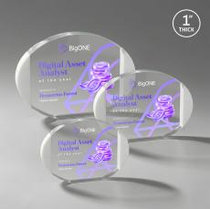 Darwin Full Color White Circle Crystal Award - Crystal Awards