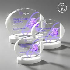 Darwin Full Color White on Alberton Base Circle Crystal Award - Crystal Awards