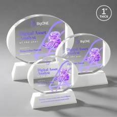 Darwin Full Color White on Newhaven Base Circle Crystal Award - Crystal Awards