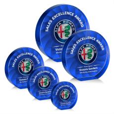Apollo Full Color Blue Circle Crystal Award - Crystal Awards