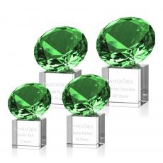 Employee Gifts - Gemstone Emerald on Cube Crystal Award