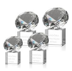 Gemstone Diamond on Cube Crystal Award - Crystal Diamond Awards