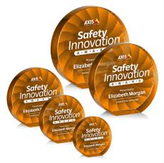 Apollo Full Color Orange Circle Crystal Award - Crystal Awards