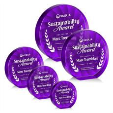 Apollo Full Color Purple Circle Crystal Award - Crystal Awards