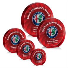 Apollo Full Color Red Circle Crystal Award - Crystal Awards