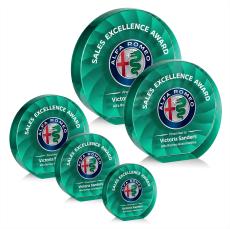 Apollo Full Color Teal Circle Crystal Award - Crystal Awards