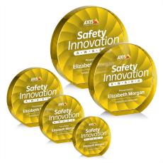 Apollo Full Color Yellow Circle Crystal Award - Crystal Awards