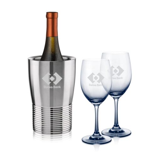 Corporate Recognition Gifts - Etched Barware - Genoa Wine Cooler & Soudan Smoke Wine